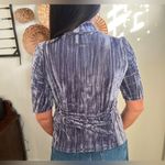 Anthropologie Pilcro mock neck slate blue velveteen short sleeve top Photo 3