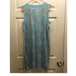 Lands' End  Women's Size Medium Blue Ditsy Floral Sleeveless Split Neck Dress Photo 2