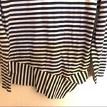 CAbi  navy & white long sleeve asymmetrical Top XS Photo 6
