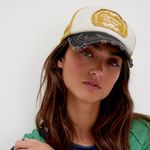 Free People NWT Moto Racing Baseball Cap in Mustard Combo Photo 3