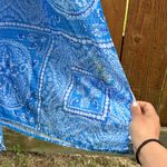 Vineyard Vines  Sand Dollar Scarf Print Maxi Dress White Blue Womens 12 Side Slit Photo 6