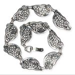 Vtg 1940s Designer Dancraft Floral Cutwork Silver Vintage Choker Necklace Photo 0