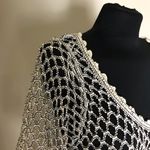 ZARA Chic Black and Cream Mesh Dress with Fringe NWT Photo 4