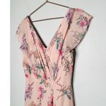 Monique Lhuillier  Pink Floral Crepe Short Sleeve Floral Gwen Gown Size 6 Photo 5