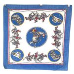 American Vintage Vintage Cowboy Rodeo Blue Red USA Western American Bandana Handkerchief Photo 0