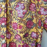 Anthropologie dRA Los Angeles Cassie yellow marigold floral print shirt dress size small Photo 5