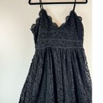 NBD Revolve Womens Dress Black Give It Up Mini Slip Lace V Neck Fit Flare Large Photo 4