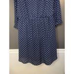 DR2 Dress Womens Medium Blue Polka Dot 3/4 Sleeve Henley Shirt Dress Short Photo 8