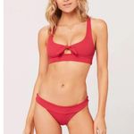 Revolve L*Space Ribbed Riding High Tara Top and Veronica Bikini Bottom in Strawberry Photo 0