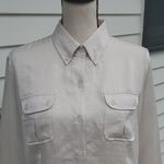 NY & CO 3/4 Sleeve Silky Button Down Shirt Tan Size L Photo 1