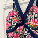Boden Corsica One Piece Swimsuit Size 14 V Neck Paisley Navy Pink Bathing Suit Photo 4
