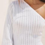 Anthropologie Flat White One-Shoulder Crochet Mini Dress, Size XL Photo 3