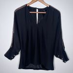 Karina Grimaldi 100% Silk Black Sequin/Beaded Sleeve Blouse Size XS Photo 0