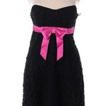 Betsey Johnson Evening Strapless Black Dress Pink Ribbon Belt Mini Dress Prom 6 Photo 0