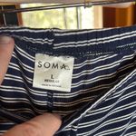 Soma Cool Nights Striped Navy Blue White Lounge Pajama Pants Size Large Photo 2