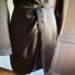 Gianni Bini  | Black Satin Faux Wrap Long Sleeve Cocktail Dress | Women's size 0 Photo 2