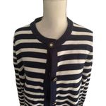 J CREW Knit Navy Blue White Striped Cardigan Size XXL Photo 1