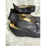 Fly London Black Leather Peep Toe Ankle Strap Wedge Platform Sandals 39 Photo 3