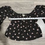 Billabong Boho Off Shoulder Floral Square Neck Long Sleeve Crop Top Black Size S Photo 11