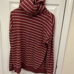 Market & Spruce  Maroon and White Striped Hoodie Photo 3