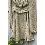 Blush  & Day Women’s sz Large Green Cream Dress Pink Floral design Tie Photo 3