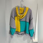 POL Colorblock Oversized Cardigan Button Up Sweater Wool Blend Patchwork Boho L Photo 4