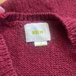 Maeve  Burgundy Sleeveless Halter Neck Cotton Sweater Top Photo 2