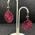 Handmade Burgundy and Black Color Shift, Floral Earrings Photo 2