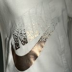  Women’s Rose Gold Nike Swoosh Front Logo Funnel Neck Pullover Hoodie Photo 1