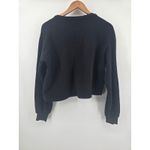 Anthropologie Black Crew Neck Long Sleeve Crop Sweatshirt Floral Applique Small Photo 4