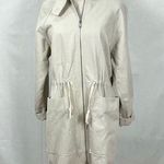 Baldwin Long Utility Jacket in Stone Ladies Sz XS Khaki Neutral Coat Cotton Photo 0