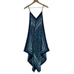 J Mclaughlin Blue Geometric Print Silk Chiffon Handkerchief Scarf Midi Dress XS Photo 1
