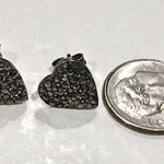 Onyx Vintage Marcasite & Heart Shaped Sterling Studs Photo 8