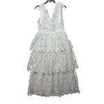 Endless Rose  White Lace Tiered Ruffle V Neck Maxi Dress Size L Photo 1