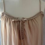 Purple Snow Romantic Sheer Off-Shoulder Blouse with Lace-Up Front – Blush Beige Photo 2