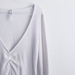 Free People  Cozy Up With Me Knit Rushed Long Sleeve Ribbed Bodysuit Photo 3