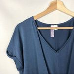 Alya Boutique Navy Blue V-Neck Twist Tie Front Short Sleeve Top M Photo 31