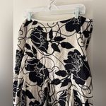 White House | Black Market  Black and White Floral 100% Silk Pleated Knee Skirt Photo 1