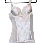 Linea Donatella White Mesh & Silky Slip Dress Lingerie Photo 0