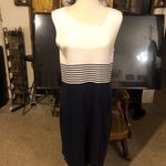 Jessica Holbrook Easy Care Navy Blue & White Striped Sleeveless Sweater Dress Si Size L Photo 7