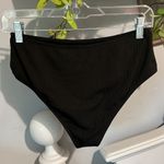 SheIn Bikini Black Solid Ribbed High Waist Swimsuit Bottom Womens M Photo 4