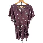 Full Moon Segura Short Sleeve Tie Waist Maternity Blouse Light Purple Floral 2X Size undefined Photo 3