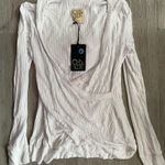 Chaser  White Vintage Hooded Waffle Knit Surplice Thermal Long Sleeve Size Small Photo 0