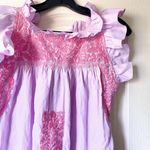 Mi Golondrina Olivia Lavanda y Rosa Blouse Pink Embroidered Ruffle Large EUC Purple Photo 3