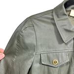 Maeve Anthropologie Kellie Faux Leather Trench Coat Utility Jacket Green Size 8 Photo 6