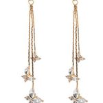 Gold Butterfly Crystal Long Tassel Dangle Drop Earrings for Women Photo 1