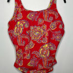 Lands' End salmon paisley print one piece swimsuit women’s size 18W beach summer Photo 0
