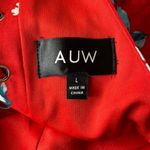 AUW Women’s Red Floral Lace Up Back Sleeveless Midi Dress Cottage Sz Lg Photo 5