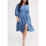 Torrid Midi Blue Horizon Crepe Shirt Dress Plus Size 0 0X 12 14 16 Photo 2