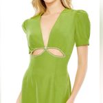 Mac Duggal Puff Sleeve Embellished Cutout Evening Gown - Apple Green Photo 2